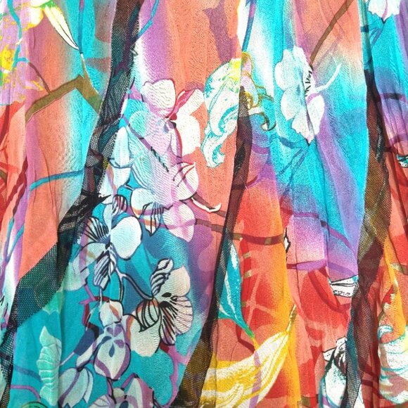 Alberto Makali - Floral Fluffy Ruffled Asymmetrical Swing Skirt - 12 - Picture 3 of 9